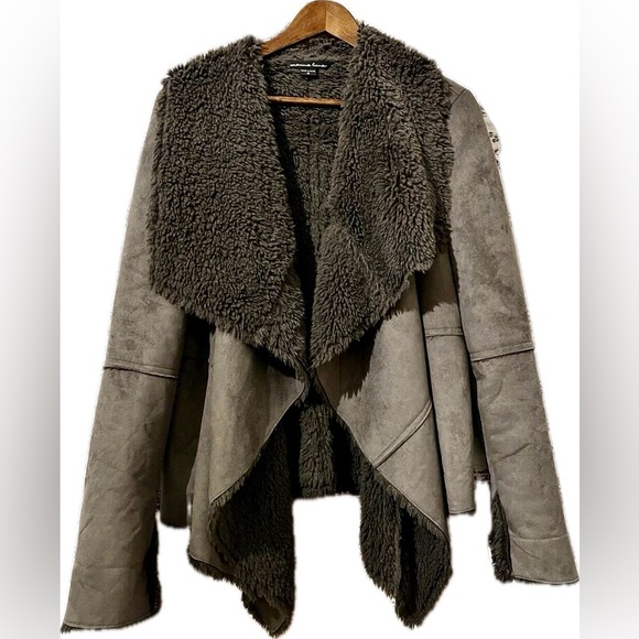Marina Luna Jackets & Blazers - Grey Faux Fur and Suede Coat Grey Size M